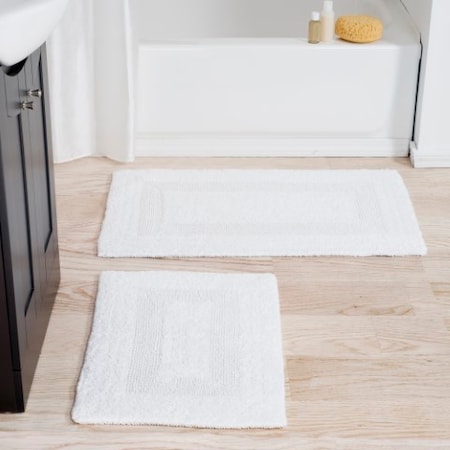 Hastings Home 2-piece 100-percent Cotton Bathmat, Reversible, Soft, Absorbent Bathroom Rugs, White 785264JQW